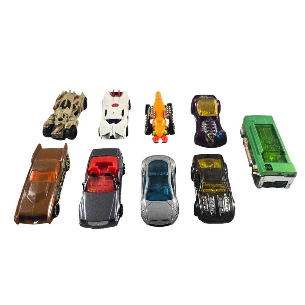 Hot Wheels Lot of 9 Loose Diecast Cars Scorpion Gov'ner Metro Bus Mercedes